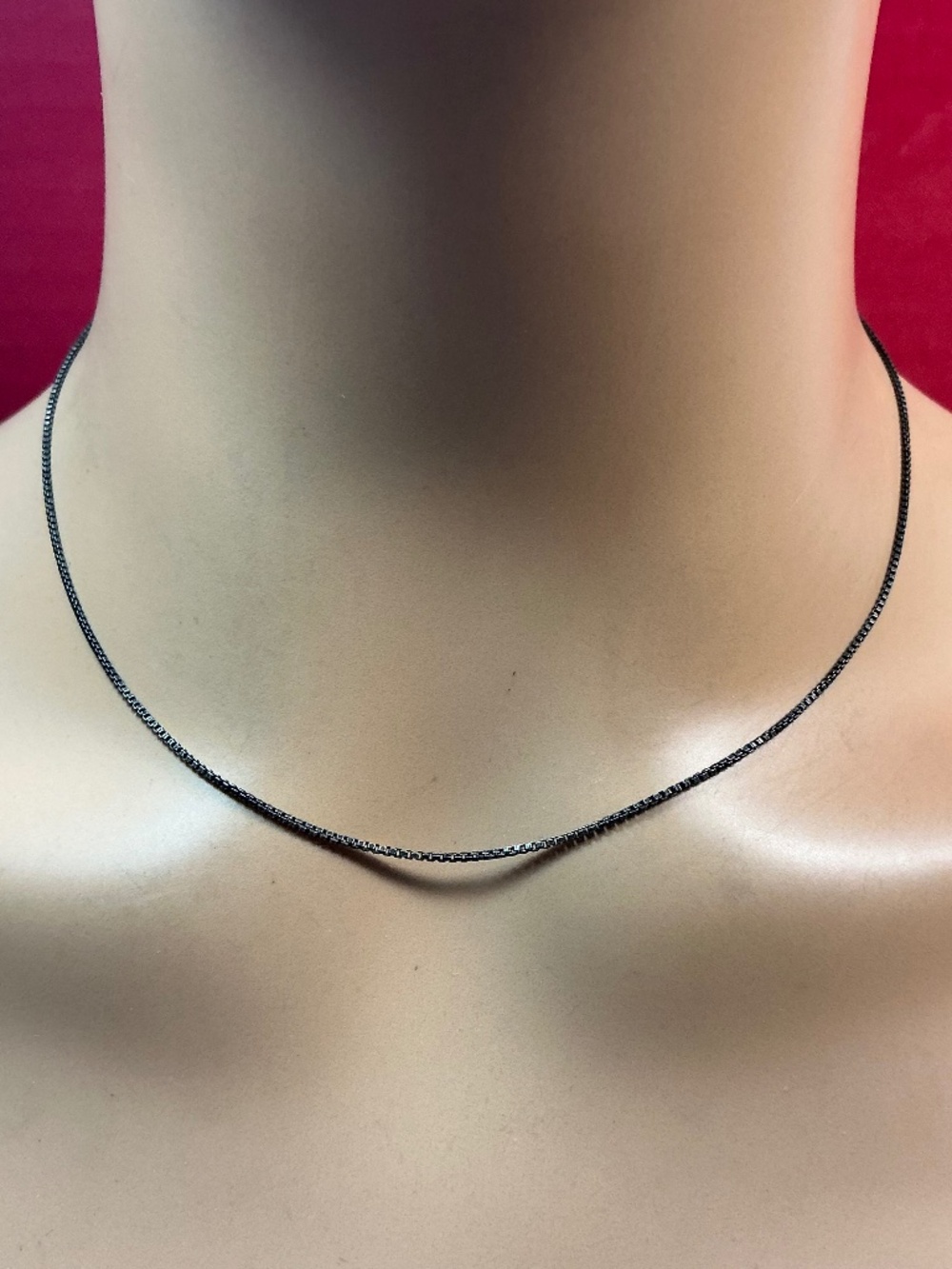 Sterling Silver Italian Black Color Chain / Necklace. 16.75 inches long